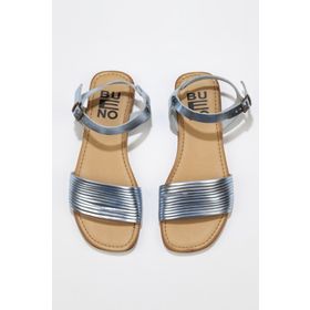 Bueno Shoes 01WU3420 Mavi Parlak Deri Kadın Sandalet
