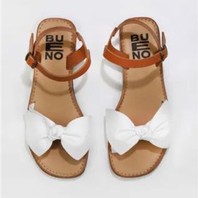Bueno Shoes 01WU3424 Beyaz Taba Deri Kadın Sandalet