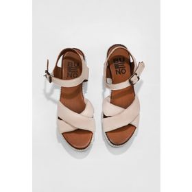 Bueno Shoes 01WU3702 Pembe Deri Kadın Dolgu Topuklu Sandalet