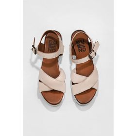 Bueno Shoes 01WU3702 Pembe Deri Kadın Dolgu Topuklu Sandalet