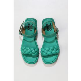 Bueno Shoes 01WU4124 Yeşil Deri Kadın Düz Sandalet