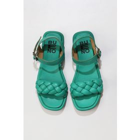 Bueno Shoes 01WU4124 Yeşil Deri Kadın Düz Sandalet