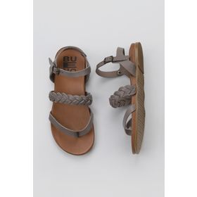 Bueno Shoes 01WU4201 Gri Deri Kadın Parmak Arası Sandalet