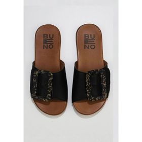 Bueno Shoes 01wu4206 Siyah Deri Düz Kadın Terlik