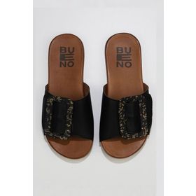Bueno Shoes 01wu4206 Siyah Deri Düz Kadın Terlik