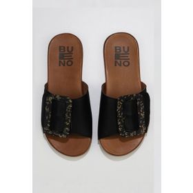 Bueno Shoes 01wu4206 Siyah Deri Düz Kadın Terlik