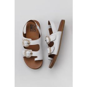 Bueno Shoes 01WU4223 Beyaz Deri Kadın Parmak Arası Sandalet