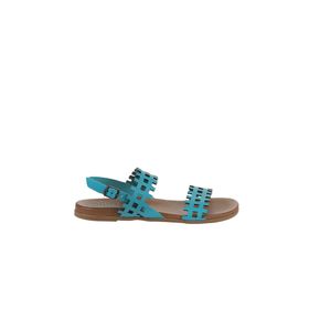 Bueno Shoes 01WU4242 Turkuaz Deri Kadın Düz Sandalet