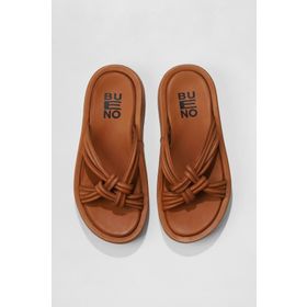Bueno Shoes 01WU4602 Taba Deri Kadın Dolgu Topuklu Terlik