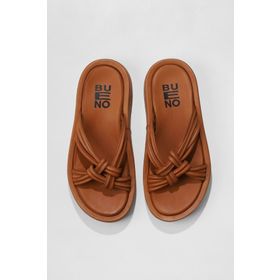 Bueno Shoes 01WU4602 Taba Deri Kadın Dolgu Topuklu Terlik