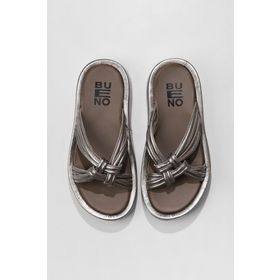 Bueno Shoes 01WU4602v Gümüş Parlak Deri Kadın Dolgu Topuklu Terlik
