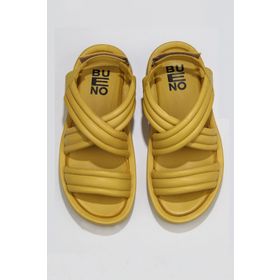 Bueno Shoes 01WU4619 Sarı Deri Kadın Dolgu Topuklu Sandalet