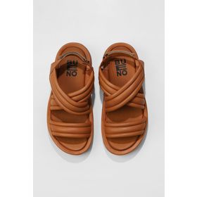 Bueno Shoes 01WU4619 Taba Deri Kadın Dolgu Topuklu Sandalet