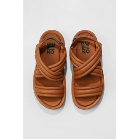 Bueno Shoes 01WU4619 Taba Deri Kadın Dolgu Topuklu Sandalet