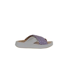 Bueno Shoes 01WU4624 Lila Beyaz Deri Kadın Dolgu Topuklu Terlik