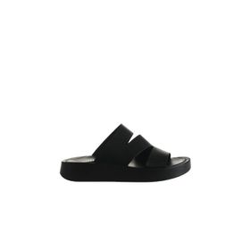 Bueno Shoes 01WU4629 Siyah Deri Kadın Dolgu Topuklu Terlik