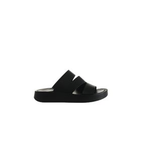 Bueno Shoes 01WU4629 Siyah Deri Kadın Dolgu Topuklu Terlik