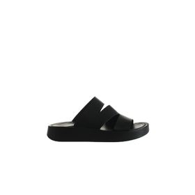 Bueno Shoes 01WU4629 Siyah Deri Kadın Dolgu Topuklu Terlik