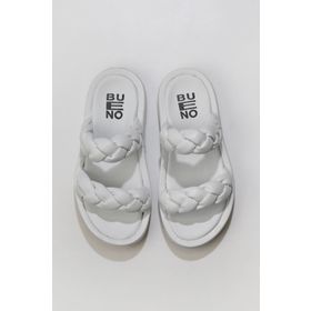 Bueno Shoes 01WU4640 Beyaz Deri Kadın Dolgu Topuklu Terlik