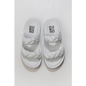Bueno Shoes 01WU4640 Beyaz Deri Kadın Dolgu Topuklu Terlik