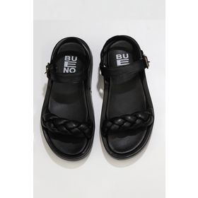 Bueno Shoes 01wu4641 Siyah Deri Dolgu Topuklu Kadın Sandalet