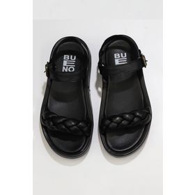 Bueno Shoes 01wu4641 Siyah Deri Dolgu Topuklu Kadın Sandalet