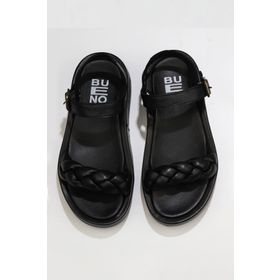 Bueno Shoes 01wu4641 Siyah Deri Dolgu Topuklu Kadın Sandalet