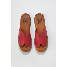 Bueno Shoes 01WU5105 Fuşya Deri Kadın Dolgu Topuklu Terlik