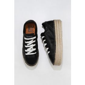 Bueno Shoes 01WU5601 Siyah Flotter Deri Kadın Dolgu Topuklu Espadril Ayakkabı