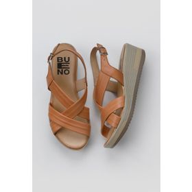 Bueno Shoes 01WU5701 Taba Deri Dolgu Kadın Topuklu Sandalet