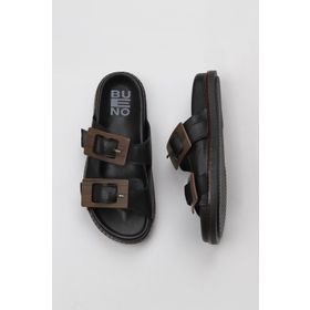 Bueno Shoes 01WU5817 Siyah Deri Kadın Düz Terlik