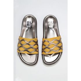 Bueno Shoes 01wu5828 Sarı Multi Deri Düz Kadın Terlik