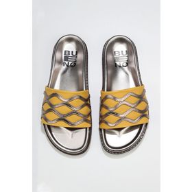 Bueno Shoes 01wu5828 Sarı Multi Deri Düz Kadın Terlik