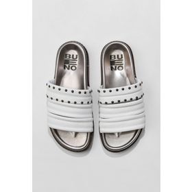 Bueno Shoes 01WU5829 Beyaz Deri Düz Kadın Terlik