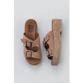 Bueno Shoes 01WU6013 Pudra Süet Kadın Dolgu Topuklu Terlik