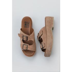 Bueno Shoes 01WU6013 Pudra Süet Kadın Dolgu Topuklu Terlik