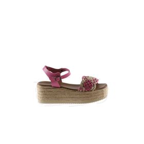 Bueno Shoes 01WU6109 Fuşya Deri Kadın Dolgu Topuklu Sandalet