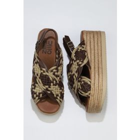 Bueno Shoes 01WU6115 Taba Deri Kadın Dolgu Topuklu Espadril Sandalet