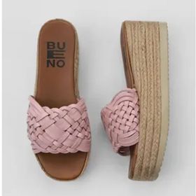 Bueno Shoes 01WU6118 Pudra Deri Kadın Espadril Terlik