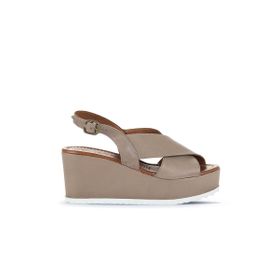 Bueno Shoes 01WU7001 Gri Deri Kadın Dolgu Topuklu Sandalet