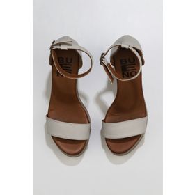 Bueno Shoes 01WU7200 Gri Deri Kadın Dolgu Topuklu Espadril Sandalet