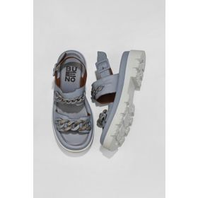 Bueno Shoes 01WU7300 Beyaz Deri Kadın Dolgu Topuklu Sandalet