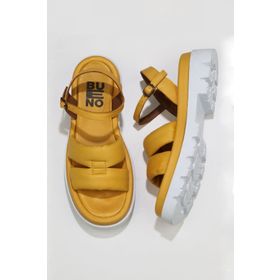 Bueno Shoes 01wu7301 Sarı Deri Dolgu Topuklu Kadın Sandalet