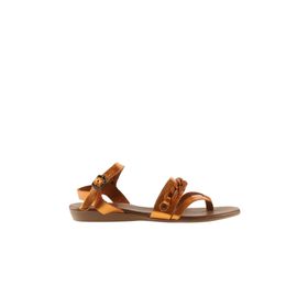 Bueno Shoes 01wu7406 Turuncu Parlak Deri Kadın Düz Sandalet