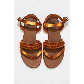 Bueno Shoes 01wu7406 Turuncu Parlak Deri Kadın Düz Sandalet