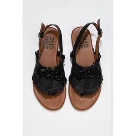 Bueno Shoes 01WU7440 Siyah Deri Kadın Parmak Arası Sandalet