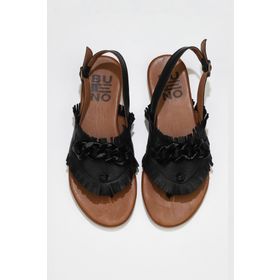 Bueno Shoes 01WU7440 Siyah Deri Kadın Parmak Arası Sandalet