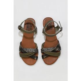 Bueno Shoes 01wu7442 Haki Multi Deri Düz Kadın Sandalet
