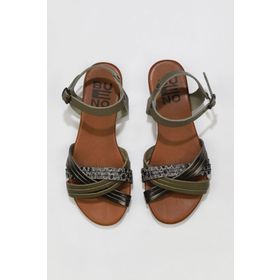 Bueno Shoes 01wu7442 Haki Multi Deri Düz Kadın Sandalet