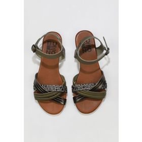 Bueno Shoes 01wu7442 Haki Multi Deri Düz Kadın Sandalet